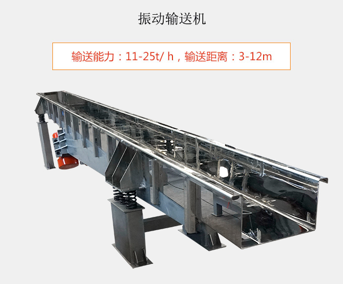 振動(dòng)輸送機(jī)：輸送能力：11-25t/ h，輸送距離：3-12m